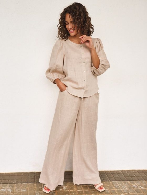 Esqualo Broek Linen HS25.28224 zand