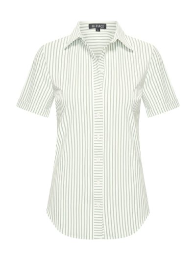 Mi Piace Travelstof Blouse Korte Mouw stripe lilypad kit 202031