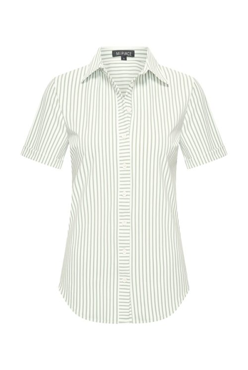 Mi Piace Travelstof Blouse Korte Mouw stripe lilypad kit 202031