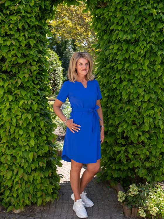 Mi Piace Travelstof Tuniek Jurk met Tailleband cobalt 202245