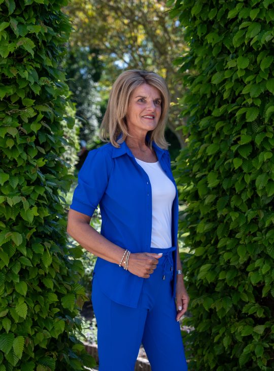Mi Piace Travelstof Blouse Korte Mouw cobalt blauw 202270