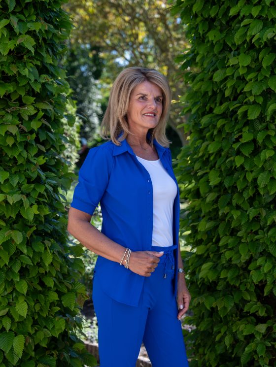 Mi Piace Travelstof Blouse Korte Mouw cobalt blauw 202270