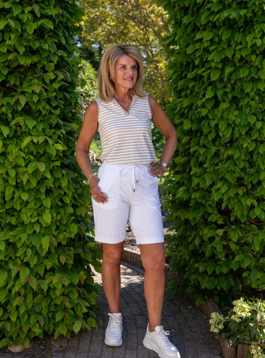 Mi Piace Travelstof Bermuda korte  Broek wit 202589