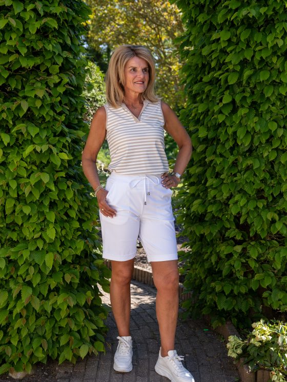 Mi Piace Travelstof Bermuda korte  Broek wit 202589