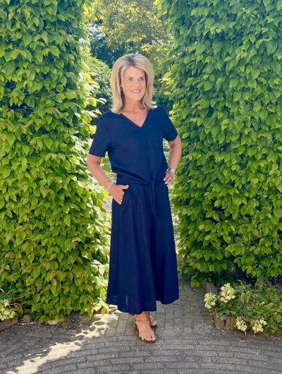 Freequent Lava Linnen Rok navy blazer