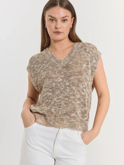Freequent Balter Gilet moonbeam w. deep lichen green
