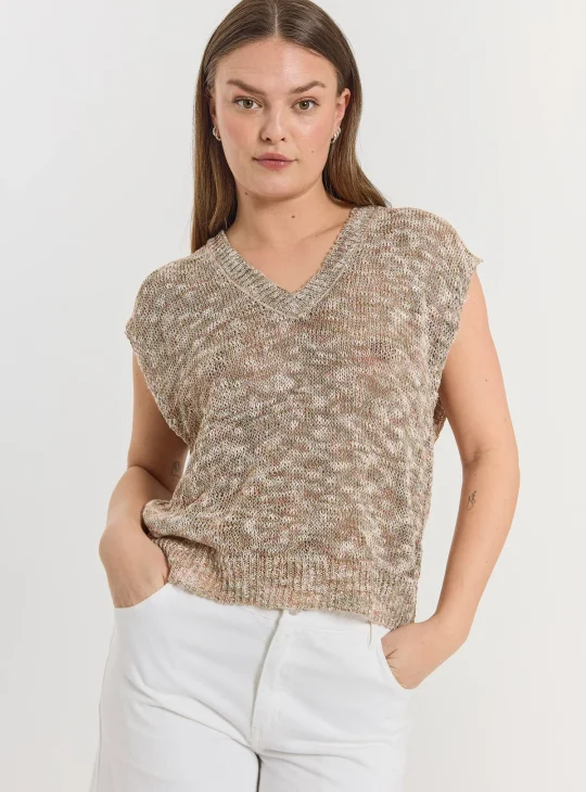 Freequent Balter Gilet moonbeam w. deep lichen green