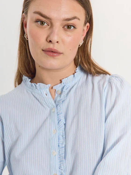 Freequent Rolly Blouse chambray blue w. star off white - Afbeelding 2
