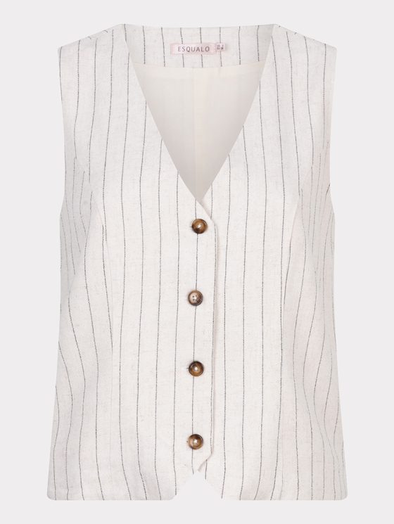 Esqualo Gilet Linen Stripe sand HS25.28214 - Afbeelding 5