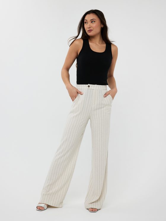 Esqualo Broek Linen Stripe zand HS25.28216 - Afbeelding 2