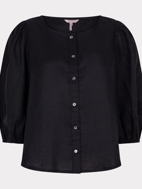 Esqualo Blouse R-neck Linen HS25.28221 zwart - Afbeelding 4