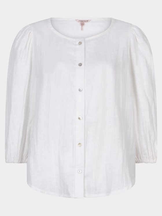Esqualo Blouse R-neck Linen HS25.28221 off white - Afbeelding 3