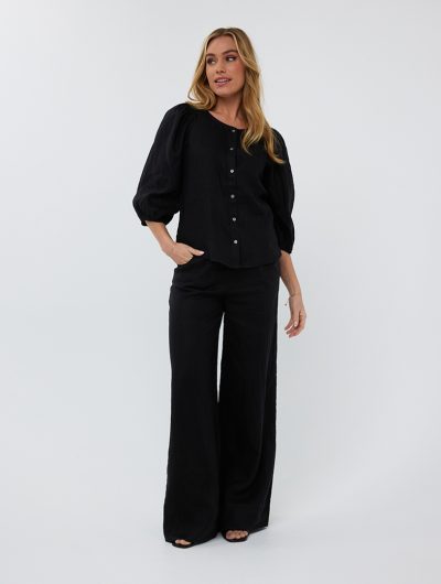 Esqualo Broek Linnen zwart HS25.28224