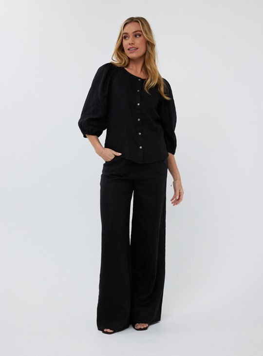 Esqualo Broek Linnen zwart HS25.28224