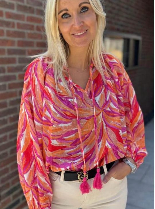 Azzurro Blouse 93200-1 oranje roze print