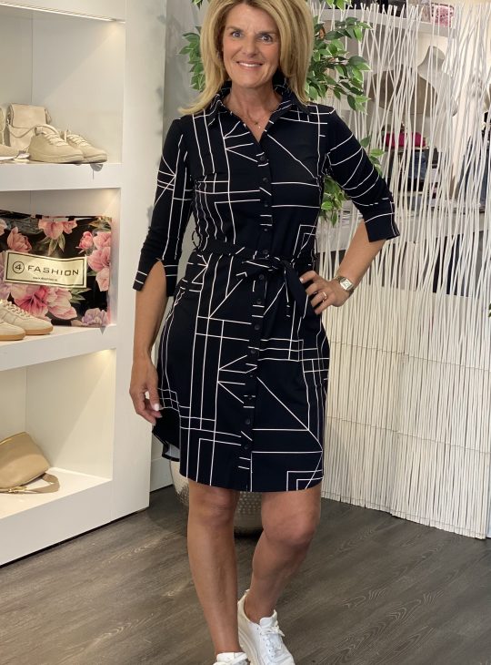 Mi Piace Travelstof Jurk zwart kit geometric print 202092
