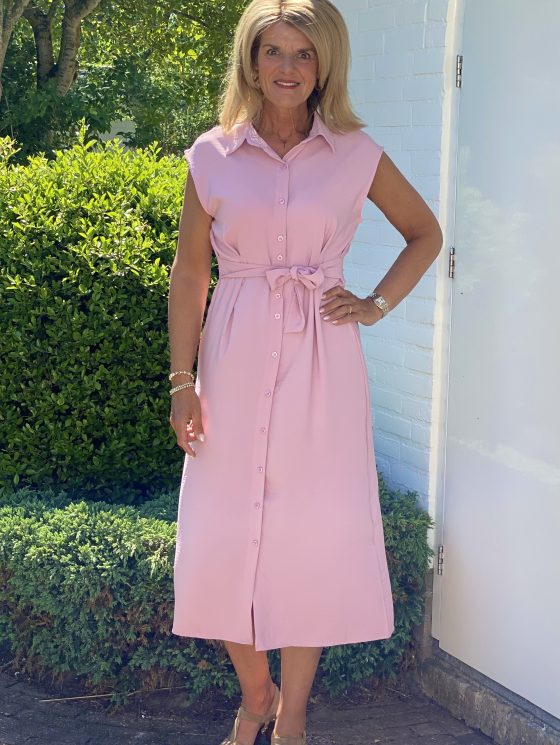 Azzurro Doorknoopjurk A95146 roze