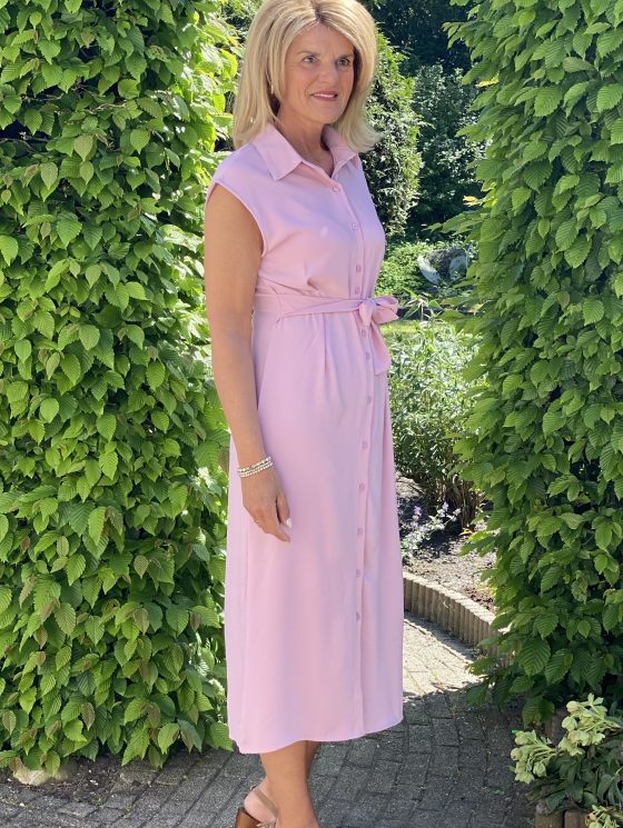 Azzurro Doorknoopjurk A95146 roze - Afbeelding 2