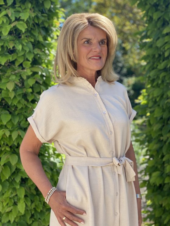 Azzurro Doorknoopjurk 5549 creme - Afbeelding 3
