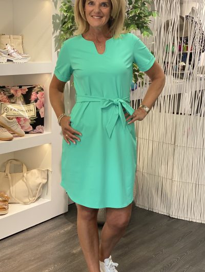 Mi Piace Travelstof Tuniek Jurk met Tailleband mint leaf 202245