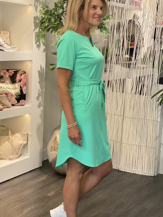 Mi Piace Travelstof Tuniek Jurk met Tailleband mint leaf 202245 - Afbeelding 4