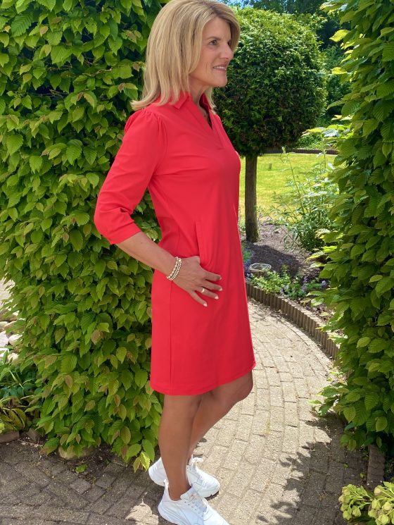 Mi Piace Travelstof Jurk Recht Model 202442 rood - Afbeelding 4