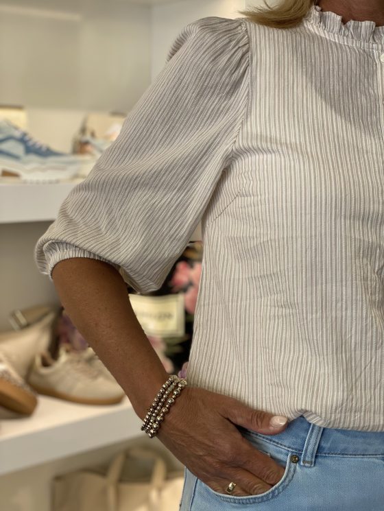 Freequent Rolly Blouse simply taupe w. star off white - Afbeelding 3