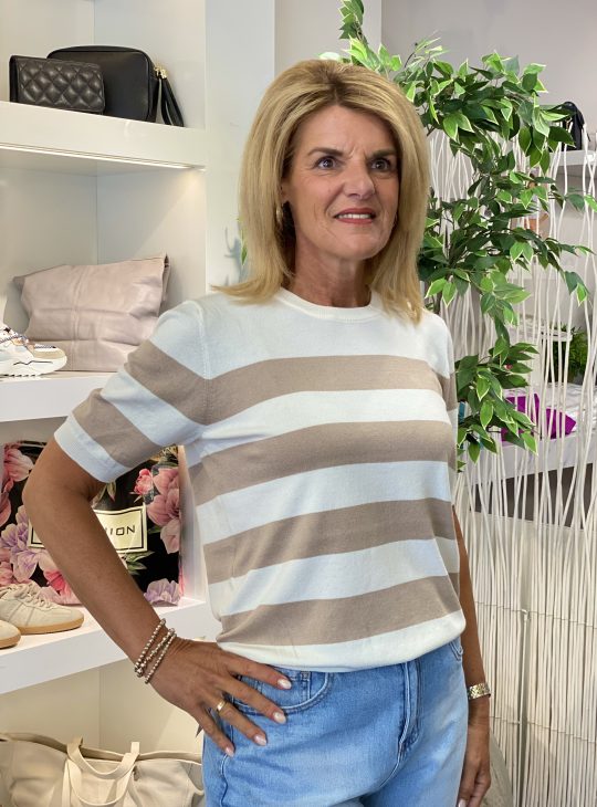 Freequent Pixie Pullover star off white w. taupe