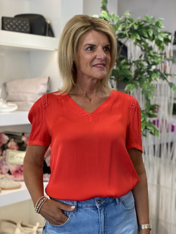 Chastar Top Viscose Satijn 0415 koraalrood