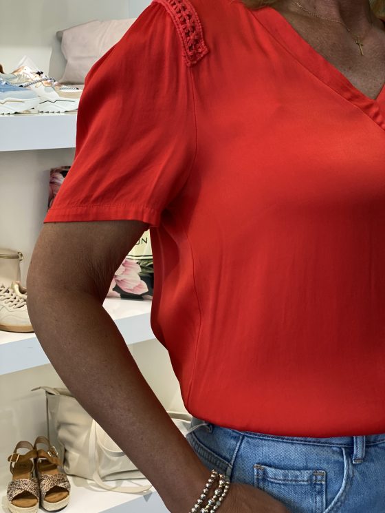 Chastar Top Viscose Satijn 0415 koraalrood - Afbeelding 3