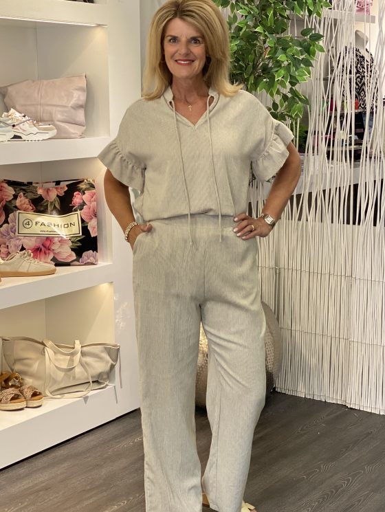 Azzurro Wijde Broek 9759 beige - Afbeelding 2