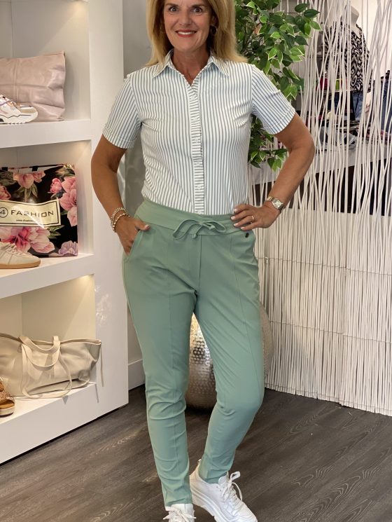 Mi Piace Travelstof Blouse Korte Mouw stripe lilypad kit 202031 - Afbeelding 2