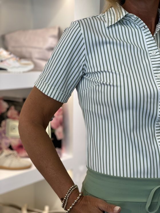 Mi Piace Travelstof Blouse Korte Mouw stripe lilypad kit 202031 - Afbeelding 3