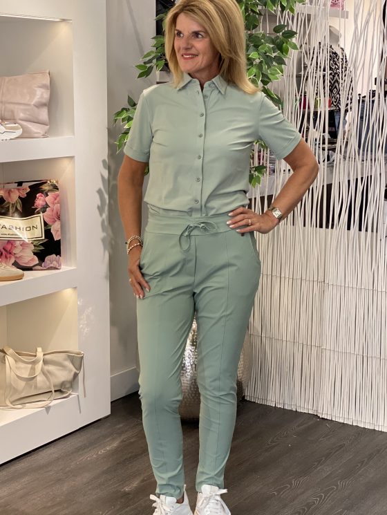 Mi Piace Travelstof Blouse Korte Mouw lilypad 202031 - Afbeelding 2