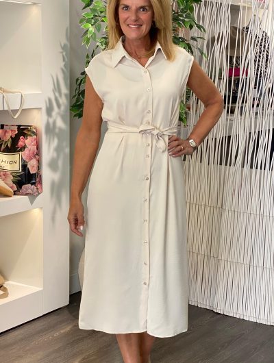 Azzurro Doorknoopjurk A95146 creme