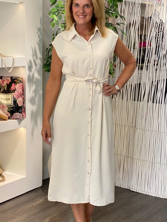 Azzurro Doorknoopjurk A95146 creme