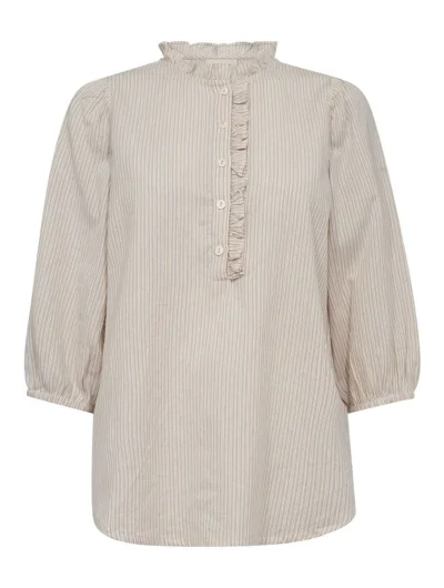 Freequent Rolly Blouse simply taupe w. star off white
