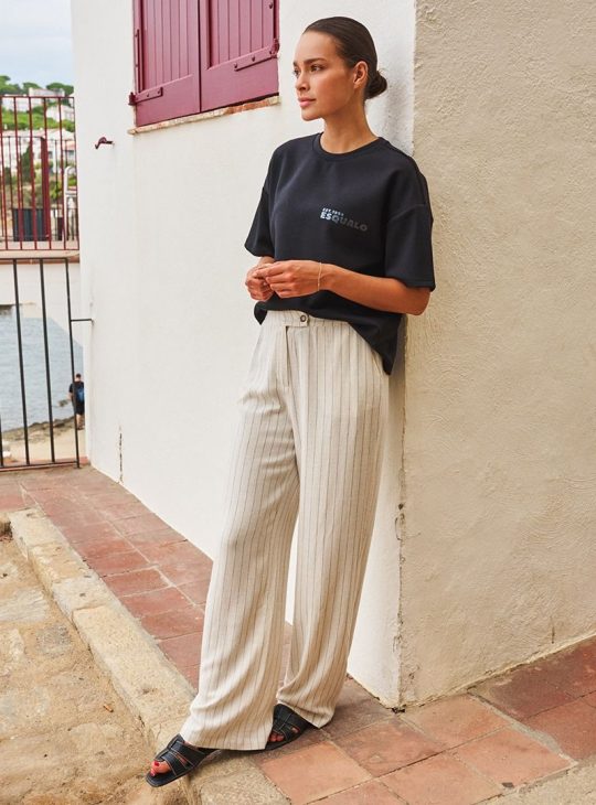 Esqualo Broek Linen Stripe zand HS25.28216