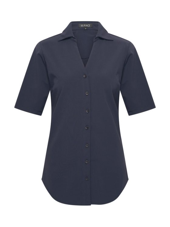 Mi Piace Travelstof Blouse Korte Mouw donkerblauw 202603