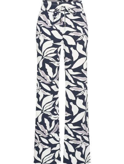 Mi Piace Travelbroek Loose Fit donkerblauw offwhite flower print 202089