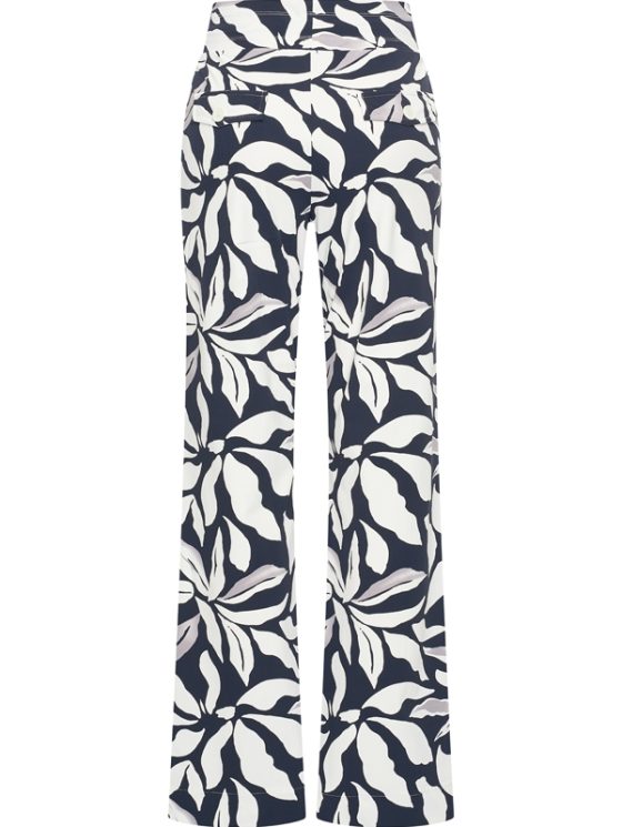 Mi Piace Travelbroek Loose Fit donkerblauw offwhite flower print 202089 - Afbeelding 3