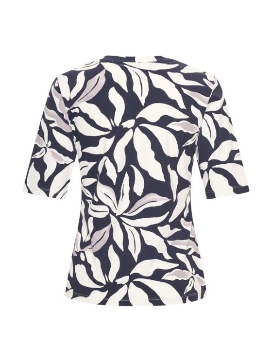 Mi Piace Travelstof Top V-Hals donkerblauw offwhite flower print 202271 - Afbeelding 3