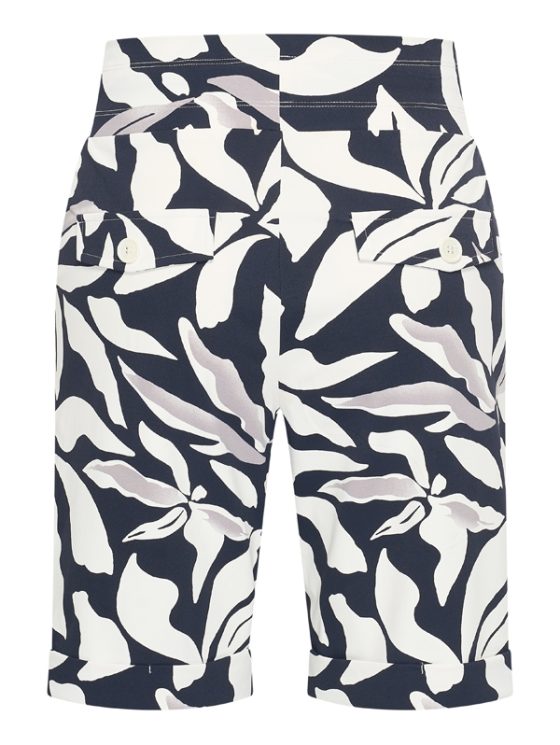 Mi Piace Travelstof iets wijdere Korte Broek donkerblauw offwhite flower print 202423 - Afbeelding 3