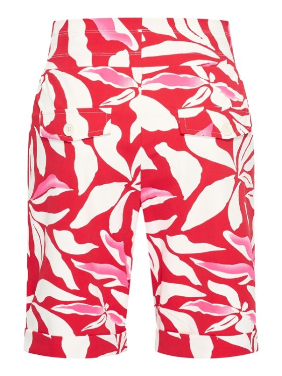 Mi Piace Travelstof iets wijdere Korte Broek rood offwhite flower print 202423 - Afbeelding 3