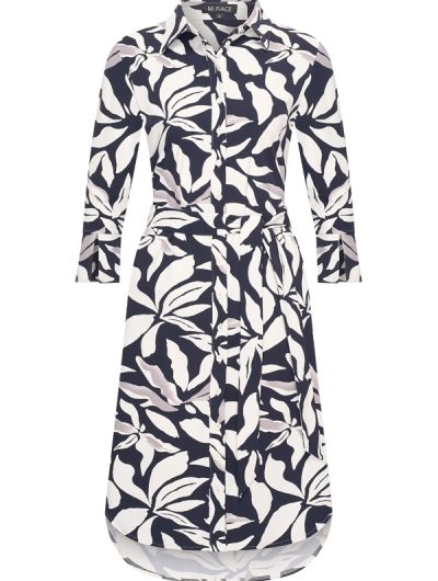 Mi Piace Travelstof Jurk donkerblauw offwhite flower print 202092
