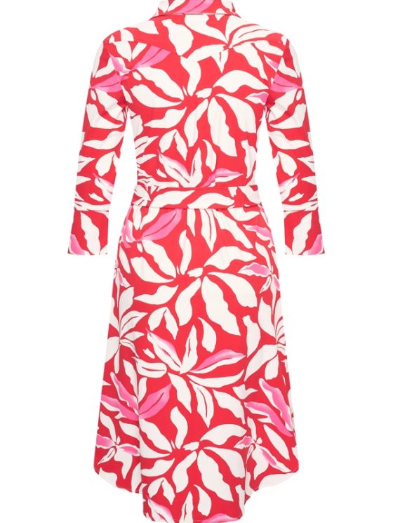 Mi Piace Travelstof Jurk rood offwhite flower print 202092 - Afbeelding 3