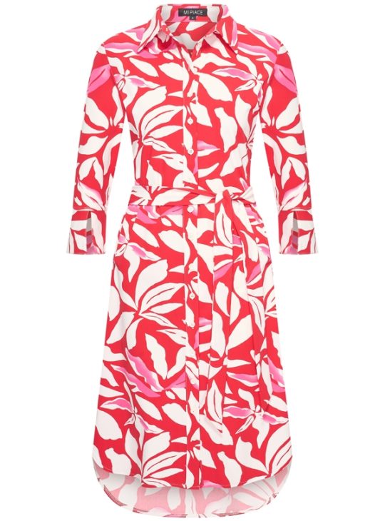 Mi Piace Travelstof Jurk rood offwhite flower print 202092