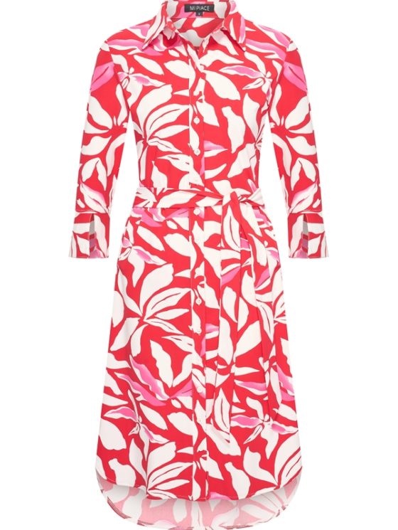 Mi Piace Travelstof Jurk rood offwhite flower print 202092