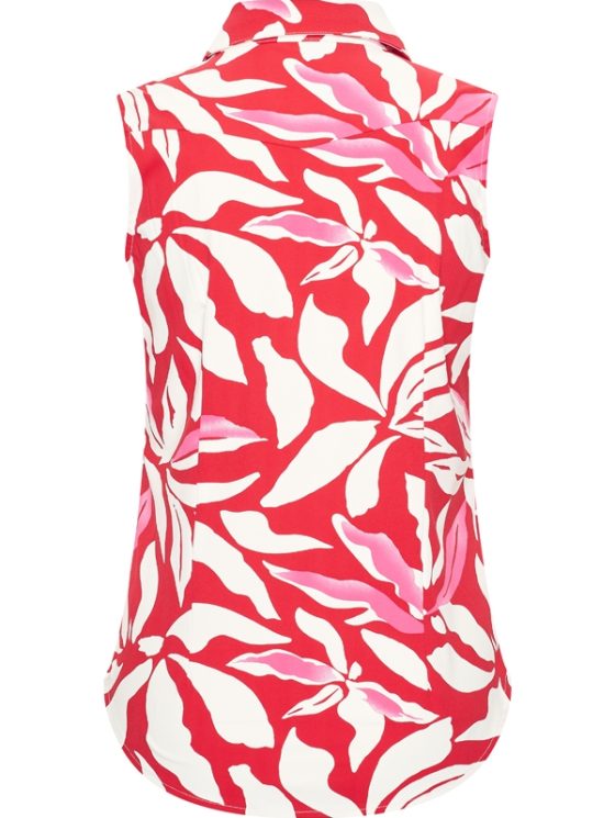 Mi Piace Travelstof Blouse Mouwloos rood offwhite flower print 202299 - Afbeelding 3