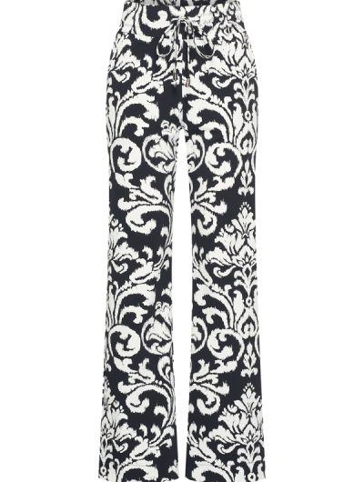 Mi Piace Travelbroek Loose Fit zwart offwhite ornament print 202089